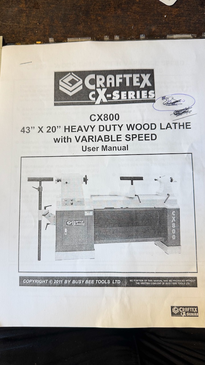 Craftex CX800 Wood Lathe 43" x 20" - $1,250