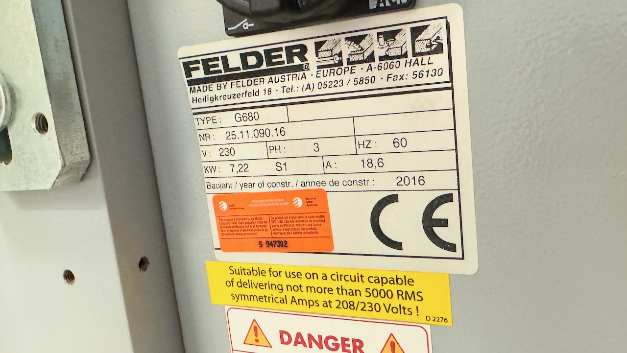 Felder G680 Used Edgebander with pre-milling and corner rounding