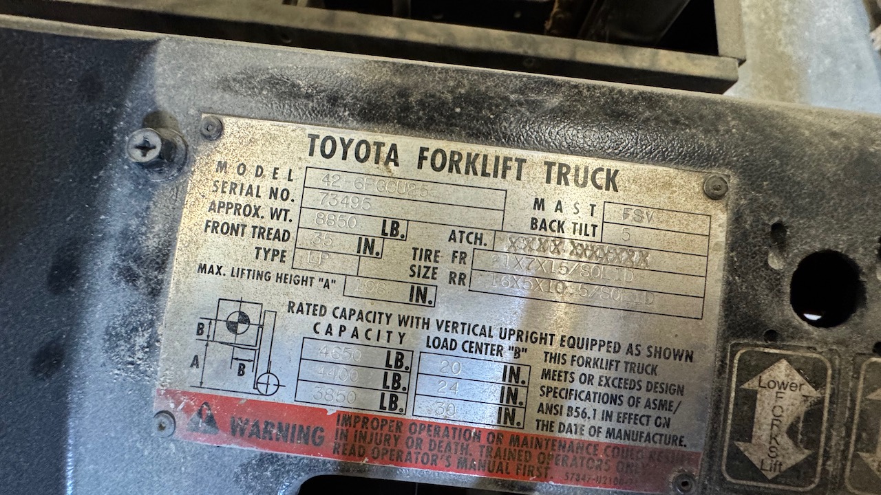TOYOTA FORKLIFT 42-6FGCU25