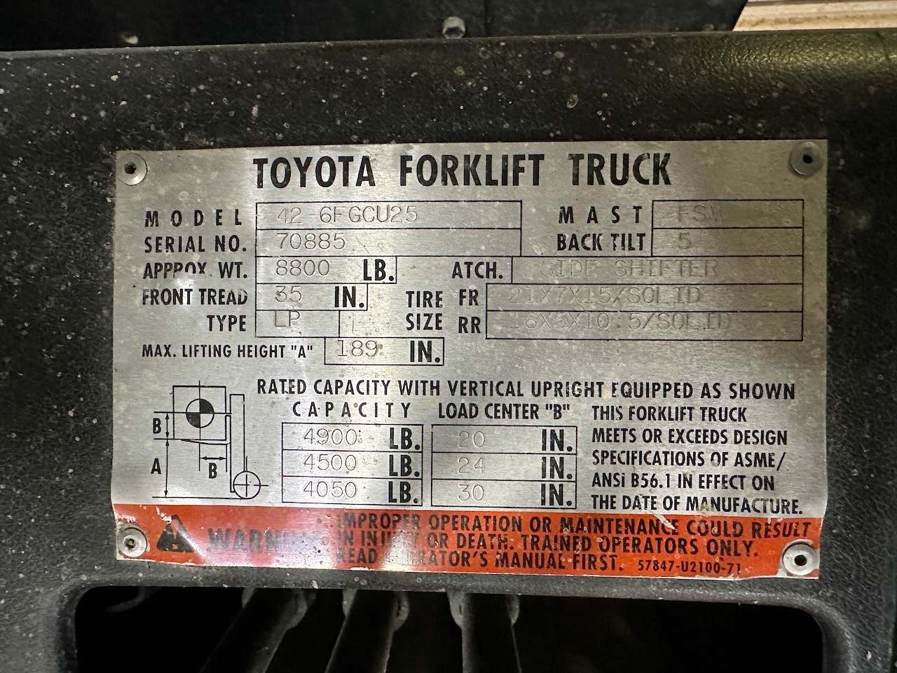 TOYOTA FORKLIFT 42-6FGCU25