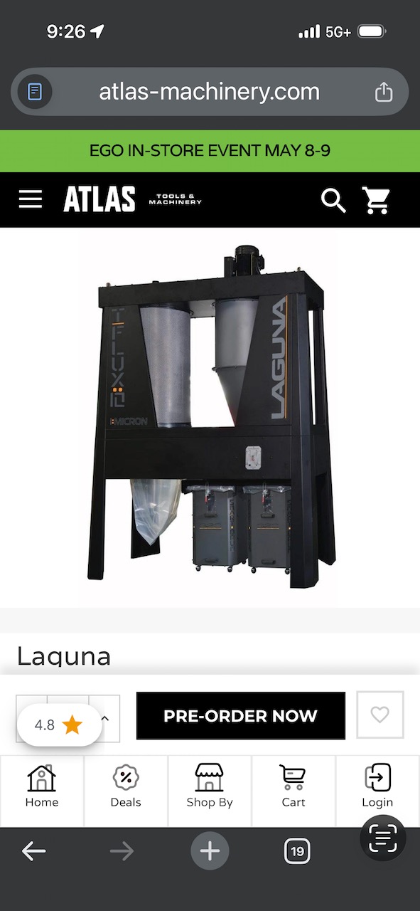 New Laguna TFlux 10 HP Cyclone Dust Collecto